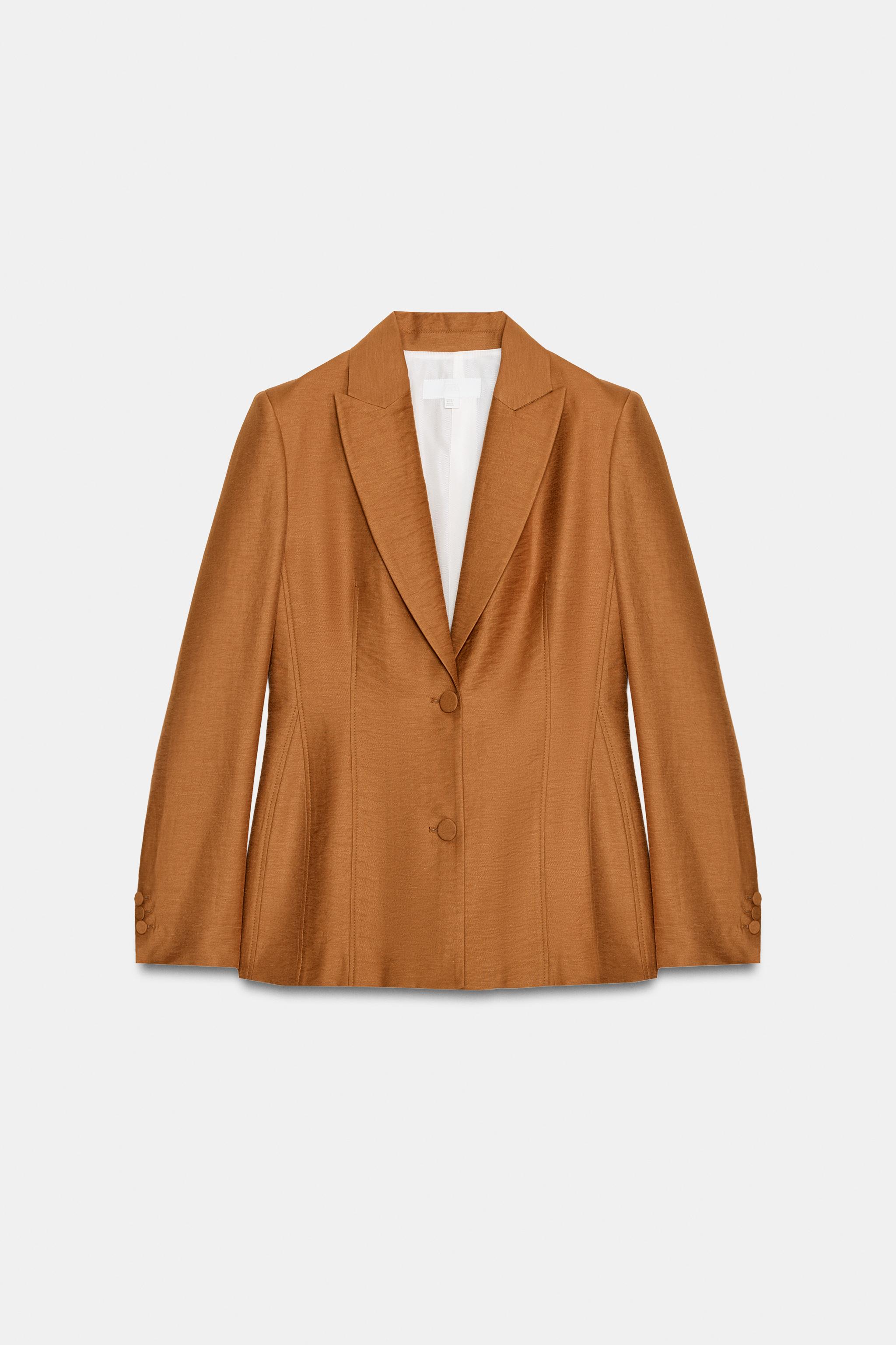 LINEN BLAZER WITH COVERED BUTTON